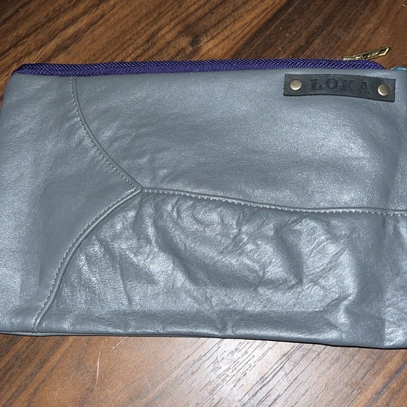 LOKA STUDIO handmade leather clutch bag EUC